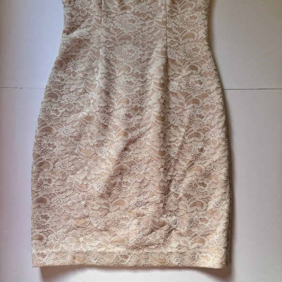 Eliza J Dress Embellished Lace Sheath Ivory Lined Wedding Neutral Floral Sz 6 - Picture 13 of 16